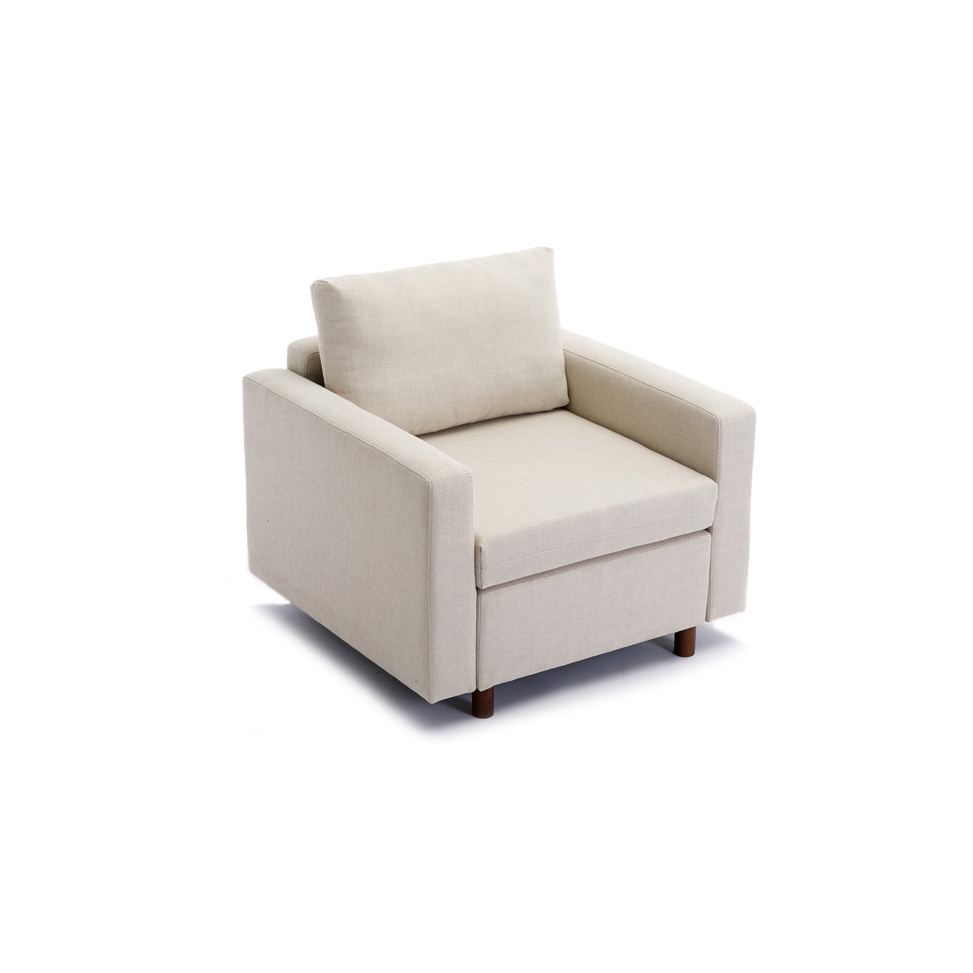 Single Seat Module Sofa Sectional Couch,Cushion Covers Non Removable And Non Washable,Cream Cream Linen Wood Primary Living Space Soft Cushion Back Modern Rubberwood Square Arms Foam Linen 1 Seat
