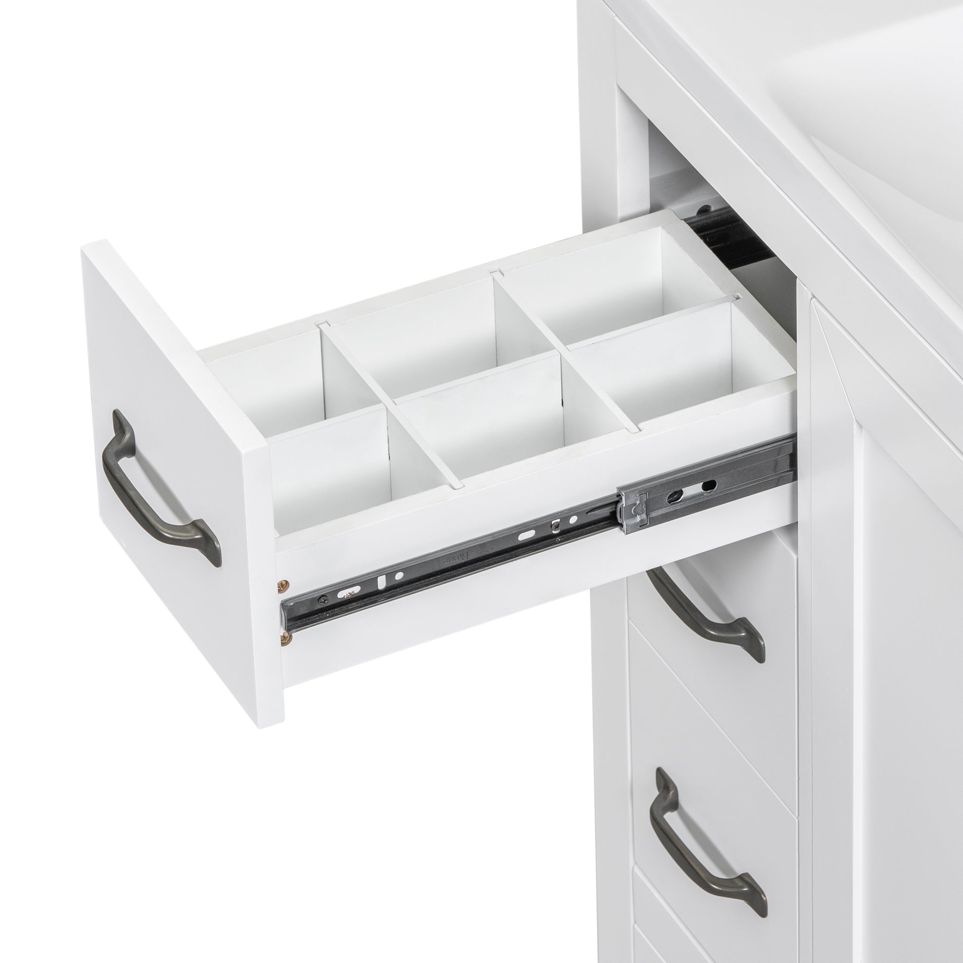 36" Bathroom Vanity With Sink Combo, Six Drawers, Multi Functional Drawer Divider, Adjustable Shelf, White White Solid Wood Mdf
