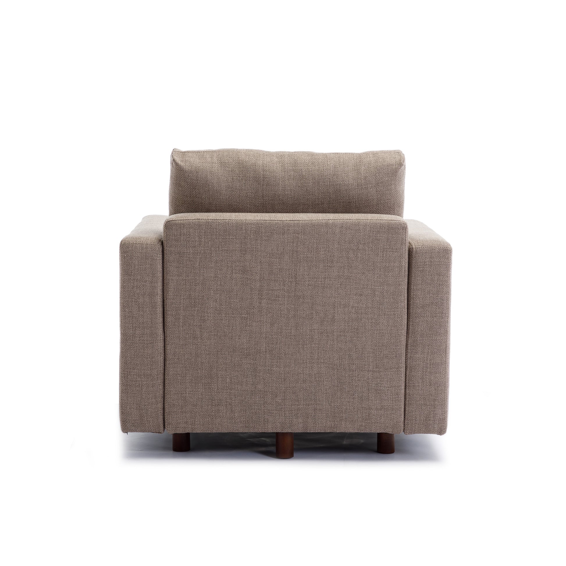 2 Seat Module Sectional Sofa Couch With 1 Ottoman For Living Room,Seat Cushion And Back Cushion Non Removable And Non Washable,Brown Brown Wood Primary Living Space Soft Modern Rubberwood Foam Linen 2 Seat