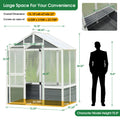 Greenhouse, Wooden Greenhouse Polycarbonate Garden Shed For Plants, 76''X48''X86'' Walk In Outdoor Plant Gardening Greenhouse For Patio Backyard Lawn, Grow House With Front Entry Door White Gray Garden & Outdoor Wood Glass