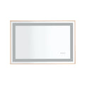 36*24 Led Lighted Bathroom Wall Mounted Mirror With High Lumen Anti Fog Separately Control Gold Aluminium