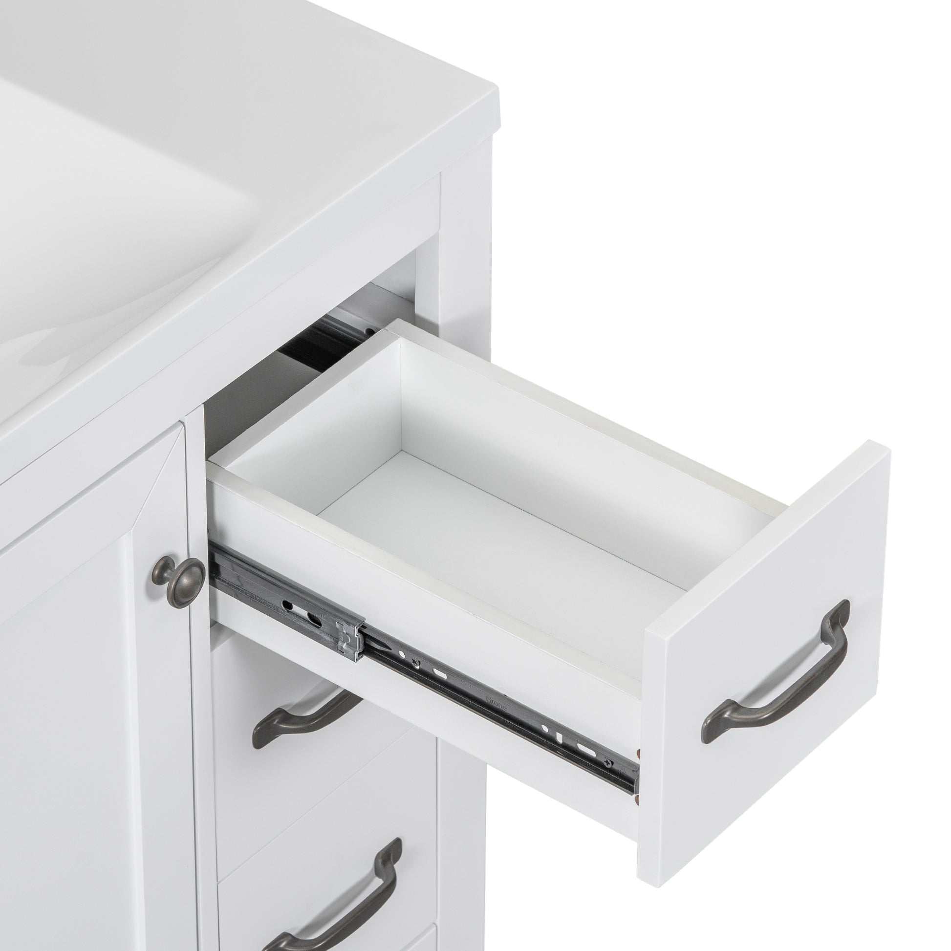 36" Bathroom Vanity With Sink Combo, Six Drawers, Multi Functional Drawer Divider, Adjustable Shelf, White Old Sku:Sy999808Aak White Solid Wood Mdf