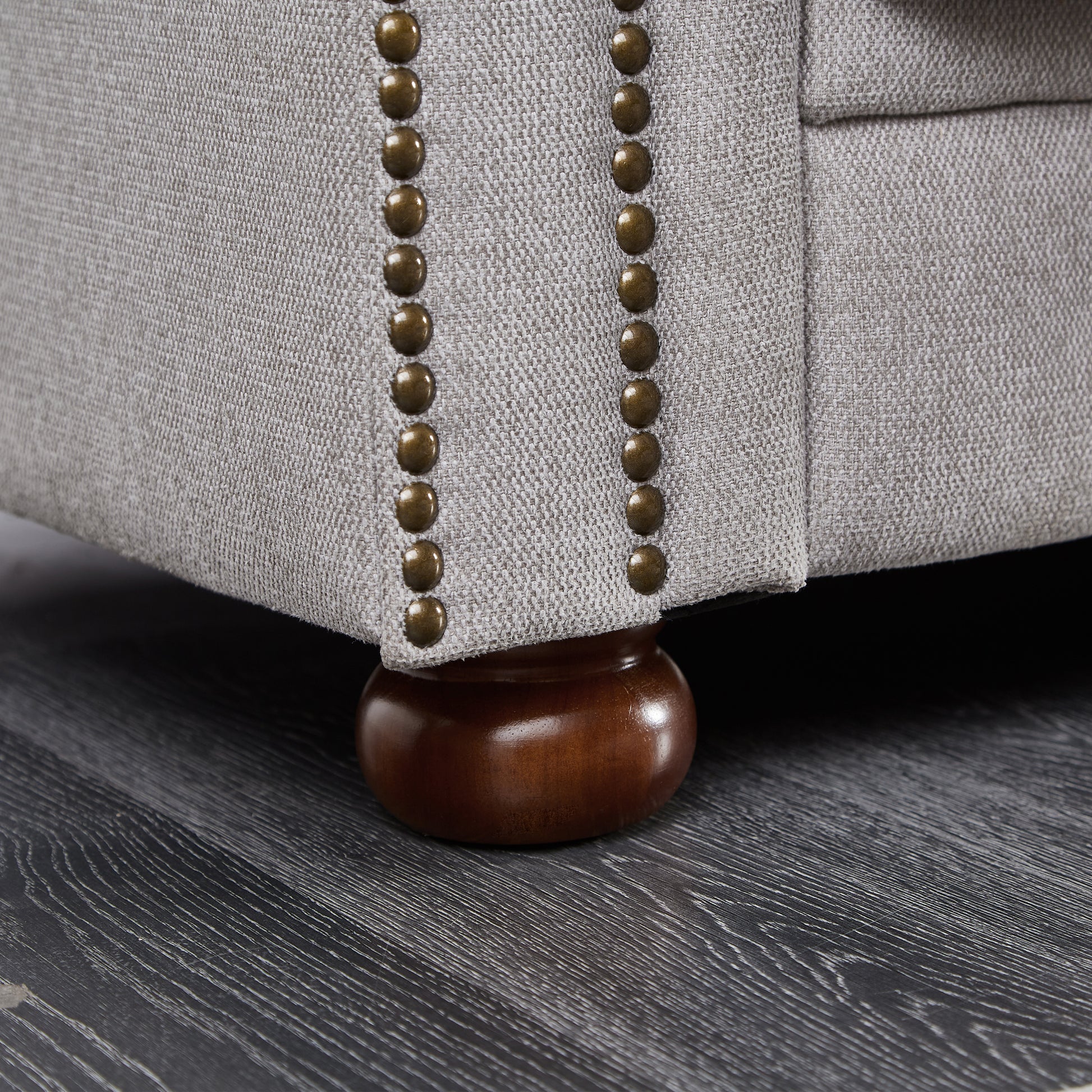 Chesterfield Sofa In Linen Fabric Light Grey Light Grey Foam Fabric