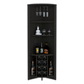 Essential Corner Bar Cabinetthree Shelves, Eight Built In Wine Rack, Two Side Shelves Black Primary Living Space Modern Shelves Included Particle Board