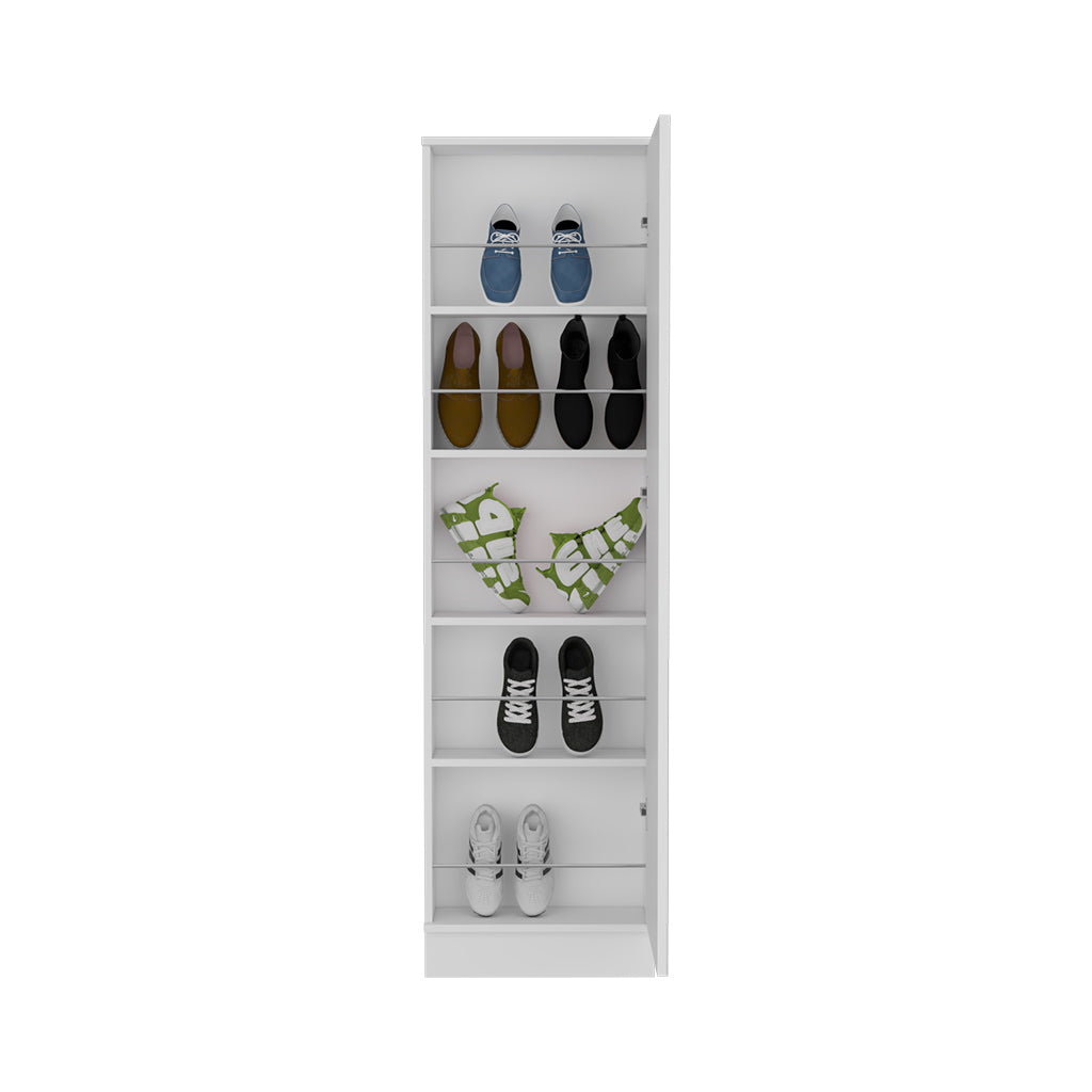 Leto Xl Shoe Rack, Mirror, Five Interior Shelves, Single Door Cabinet White White Primary Living Space Modern Particle Board Particle Board