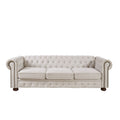 Chesterfield Sofa Beige Linen Fabric Beige Beige Foam Fabric