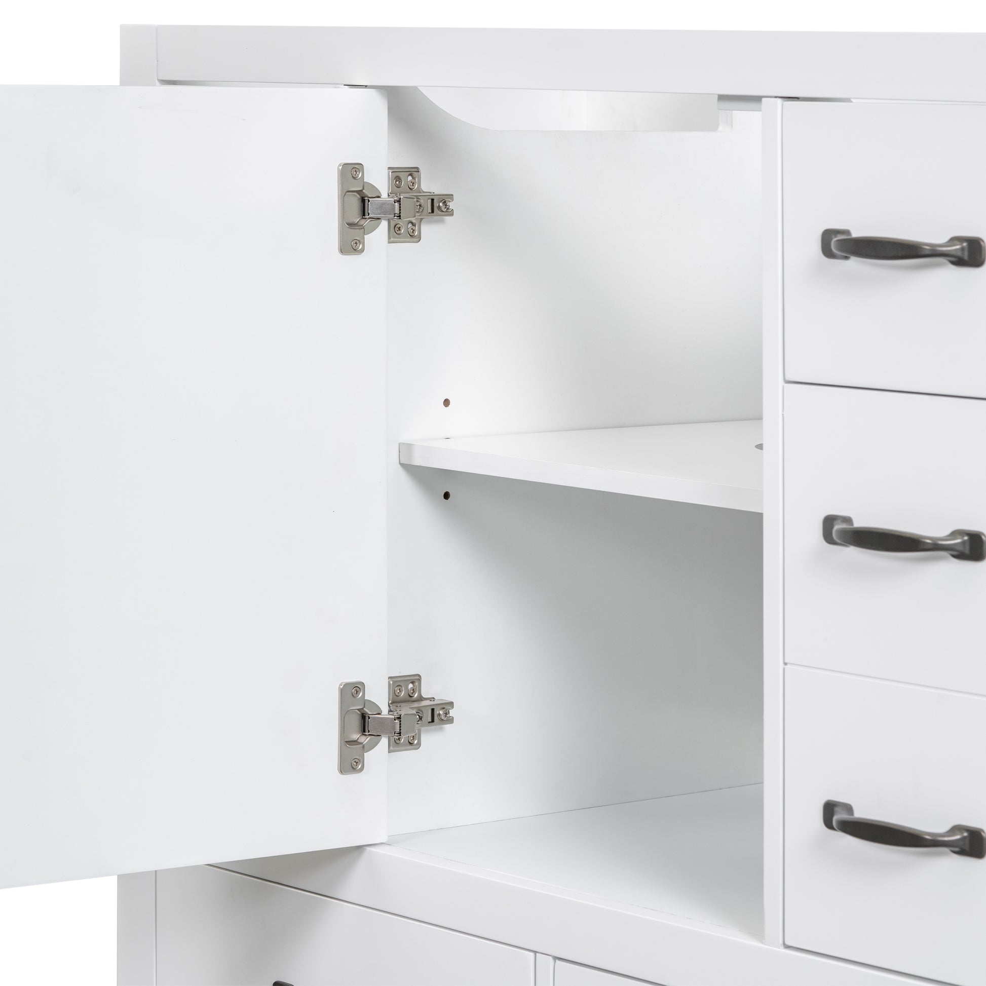 36" Bathroom Vanity With Sink Combo, Six Drawers, Multi Functional Drawer Divider, Adjustable Shelf, White White Solid Wood Mdf
