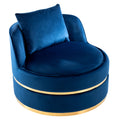 360 Degree Swivel Accent Chair Velvet Modern Upholstered Barrel Chair Over Sized Soft Chair With Seat Cushion For Living Room, Bedroom, Office, Apartment, Blue Blue Foam Velvet