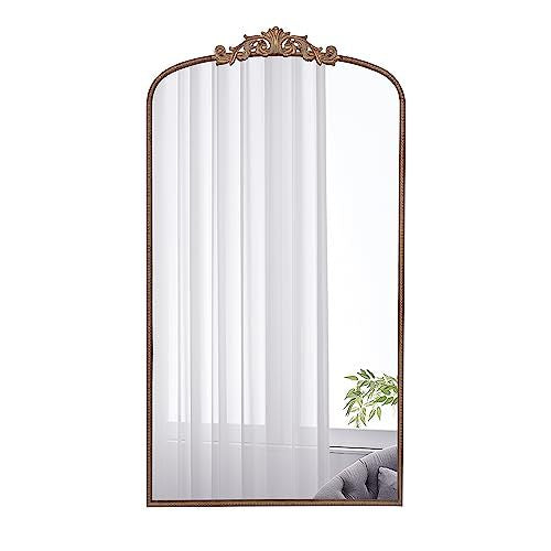 66" X 36" Full Length Mirror, Arched Mirror Hanging Or Leaning Against Wall, Large Gold Mirror For Living Room Gold Mdf Glass