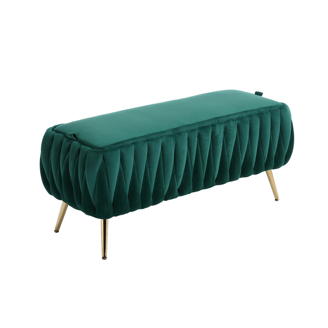 Coolmore Storage Ottoman,Bedroom End Bench,Upholstered Fabric Storage Ottoman With Safety Hinge, Entryway Padded Footstool, Ottoman Bench For Living Room & Bedroom Emerald Velvet