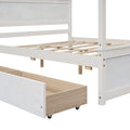 Wood Canopy Bed With Two Drawers, Full Size Canopy Platform Bed With Support Slats .No Box Spring Needed, Brushed White White Solid Wood Mdf