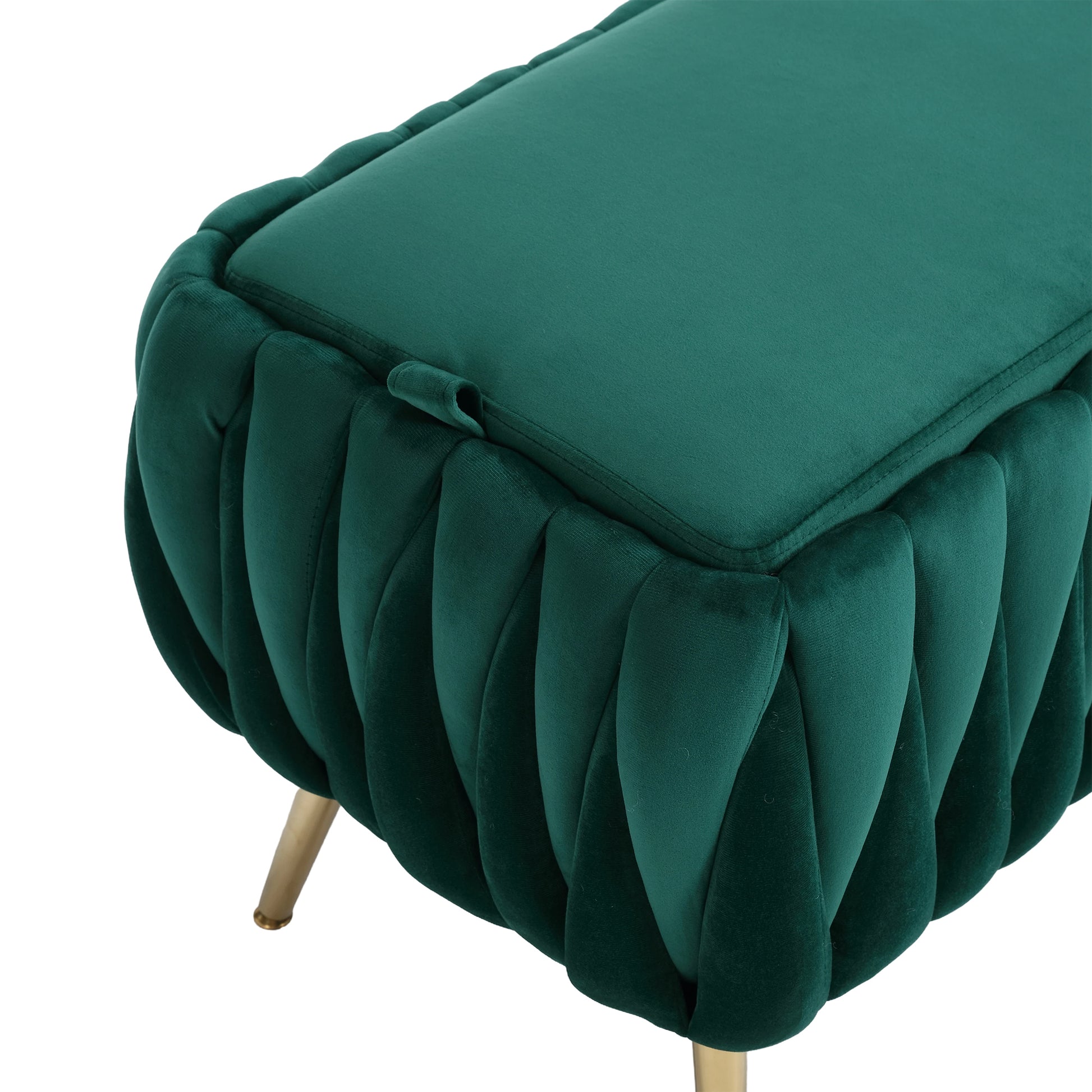 Coolmore Storage Ottoman,Bedroom End Bench,Upholstered Fabric Storage Ottoman With Safety Hinge, Entryway Padded Footstool, Ottoman Bench For Living Room & Bedroom Emerald Velvet