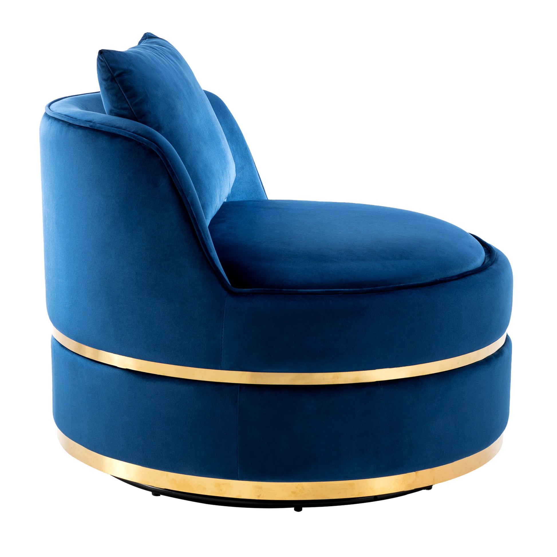 360 Degree Swivel Accent Chair Velvet Modern Upholstered Barrel Chair Over Sized Soft Chair With Seat Cushion For Living Room, Bedroom, Office, Apartment, Blue Blue Foam Velvet