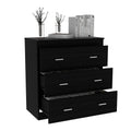 Georgia Three Drawer Dresser, Metal Handles, Superior Top Black Black Particle Board Particle Board