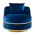 360 Degree Swivel Accent Chair Velvet Modern Upholstered Barrel Chair Over Sized Soft Chair With Seat Cushion For Living Room, Bedroom, Office, Apartment, Blue Blue Foam Velvet