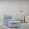 Modern Fabric Linen Middle Module For Modular Sofa Sectional Sofa Couch Accent Armless Chair, Cushion Covers Removable And Washable,Light Blue Light Blue Wood Medium Soft Cushion Back Modern Rubberwood Armless Foam Linen 1 Seat