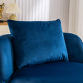 360 Degree Swivel Accent Chair Velvet Modern Upholstered Barrel Chair Over Sized Soft Chair With Seat Cushion For Living Room, Bedroom, Office, Apartment, Blue Blue Foam Velvet