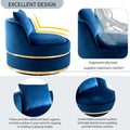 360 Degree Swivel Accent Chair Velvet Modern Upholstered Barrel Chair Over Sized Soft Chair With Seat Cushion For Living Room, Bedroom, Office, Apartment, Blue Blue Foam Velvet