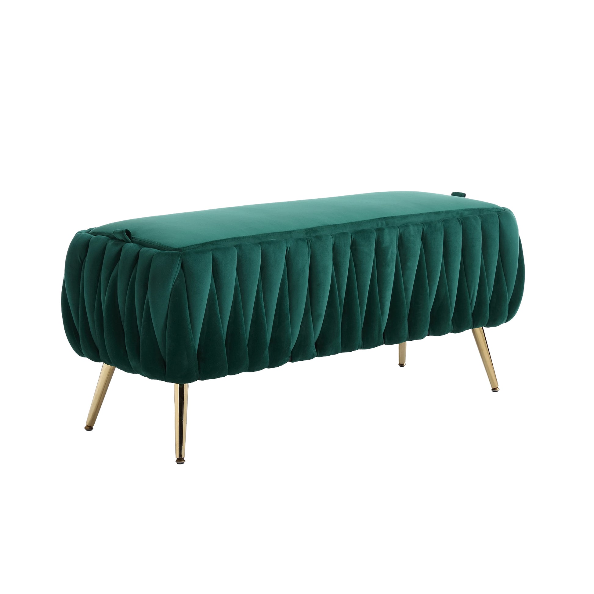 Coolmore Storage Ottoman,Bedroom End Bench,Upholstered Fabric Storage Ottoman With Safety Hinge, Entryway Padded Footstool, Ottoman Bench For Living Room & Bedroom Emerald Velvet