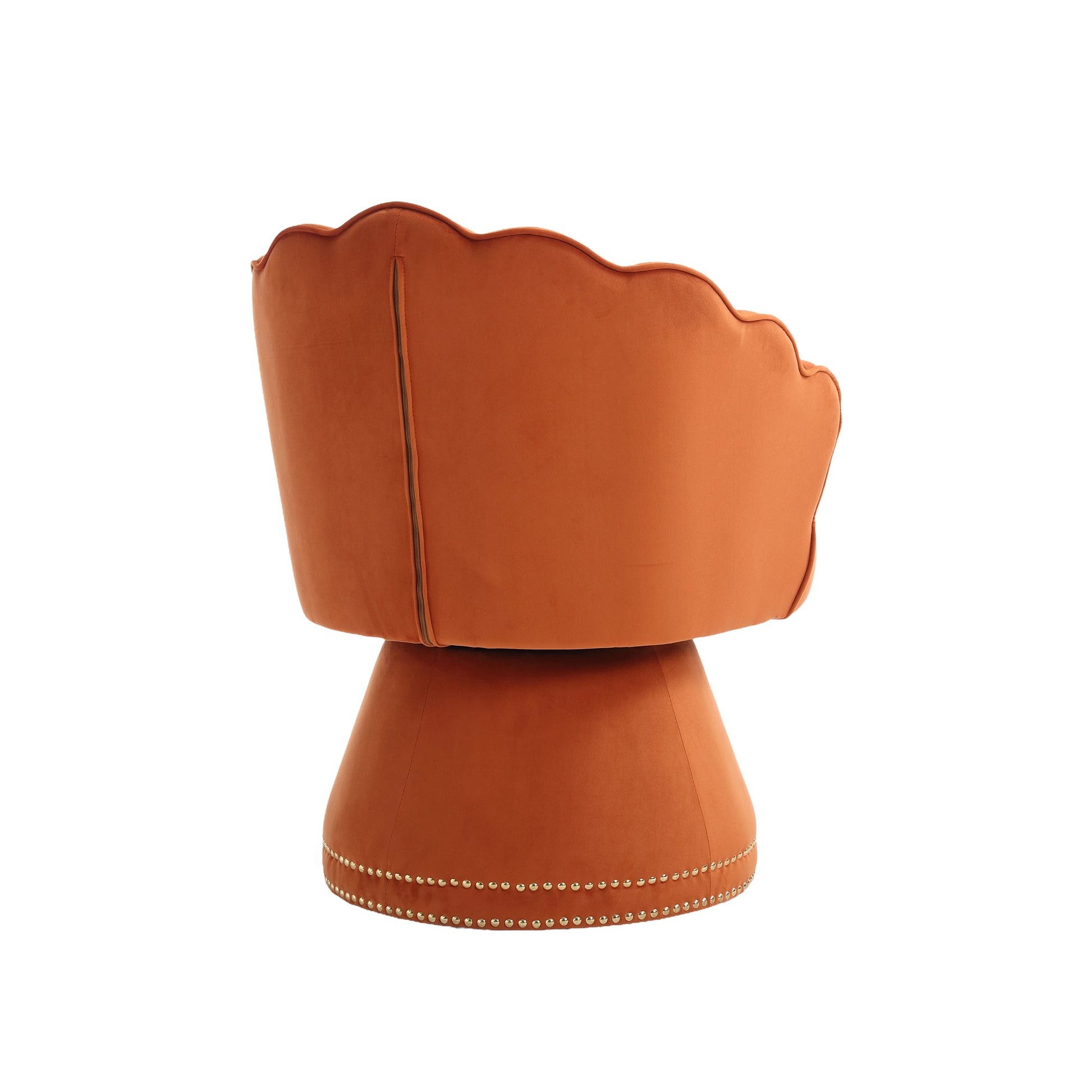 Coolmore Swivel Barrel Chair, Comfy Round Accent Sofa Chair For Living Room, 360 Degree Swivel Barrel Club Chair, Leisure Arm Chair For Nursery, Hotel, Bedroom, Office, Lounge Orange Velvet