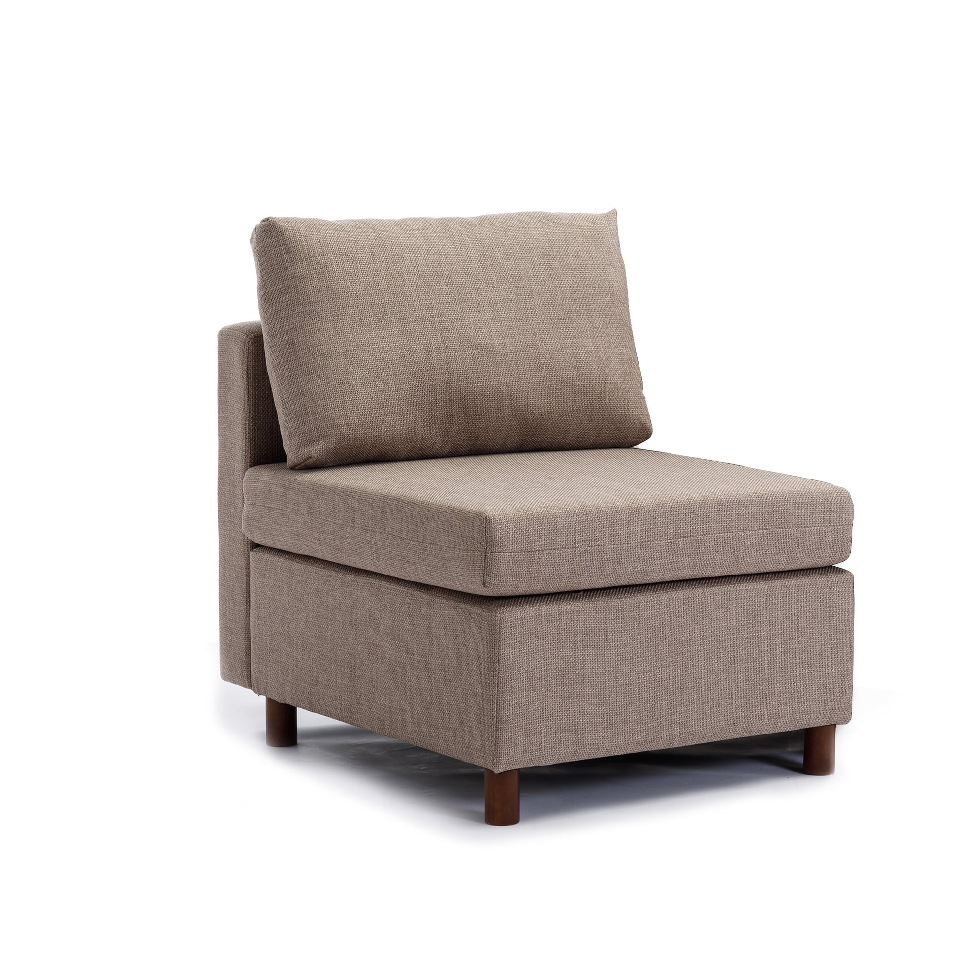 2 Seat Module Sectional Sofa Couch With 1 Ottoman For Living Room,Seat Cushion And Back Cushion Non Removable And Non Washable,Brown Brown Wood Primary Living Space Soft Modern Rubberwood Foam Linen 2 Seat
