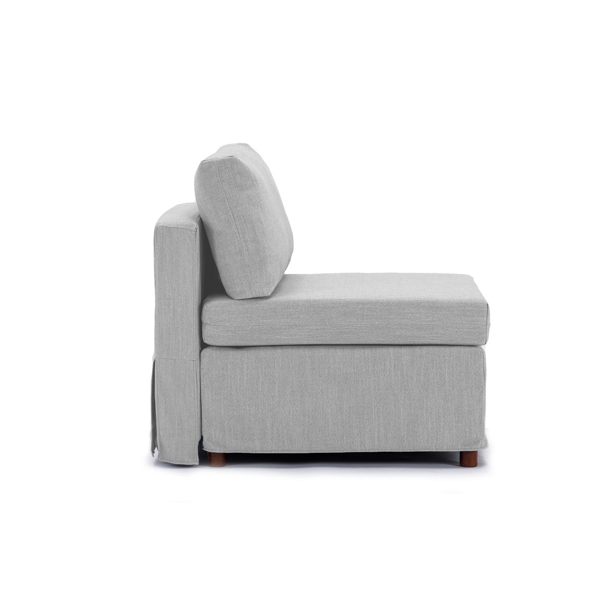 Modern Fabric Linen Middle Module For Modular Sofa Sectional Sofa Couch Accent Armless Chair, Cushion Covers Removable And Washable,Light Grey Light Grey Wood Primary Living Space Soft Cushion Back Modern Rubberwood Armless Foam Linen 1 Seat