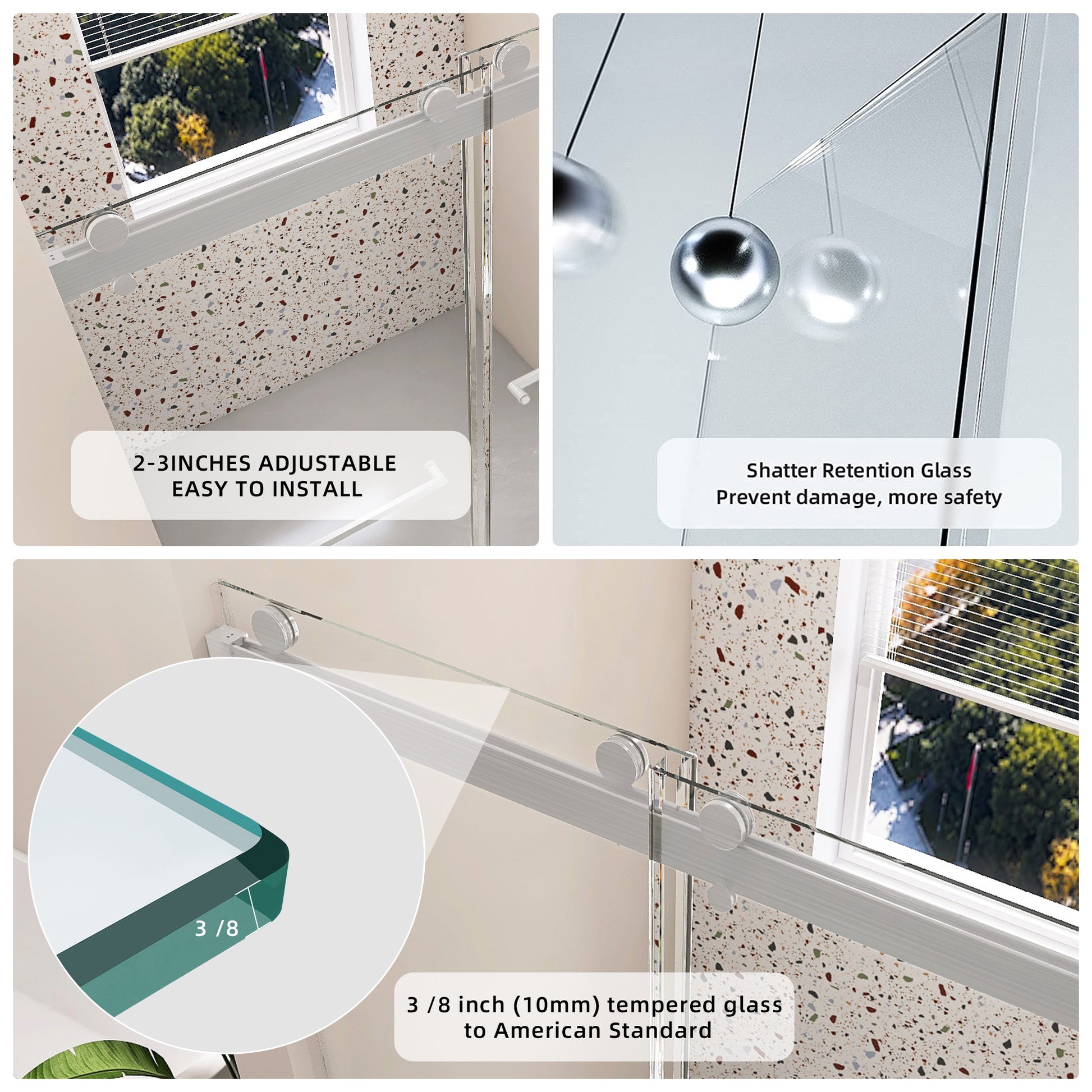 Frameless Double Sliding Shower, 57" 60" Width, 79" Height, 3 8" 10 Mm Clear Tempered Glass,Designed For Smooth Door With Clear Tempered Glass And Stainless Steel Hardware Brushed Nickel Brushed Nickel Glass