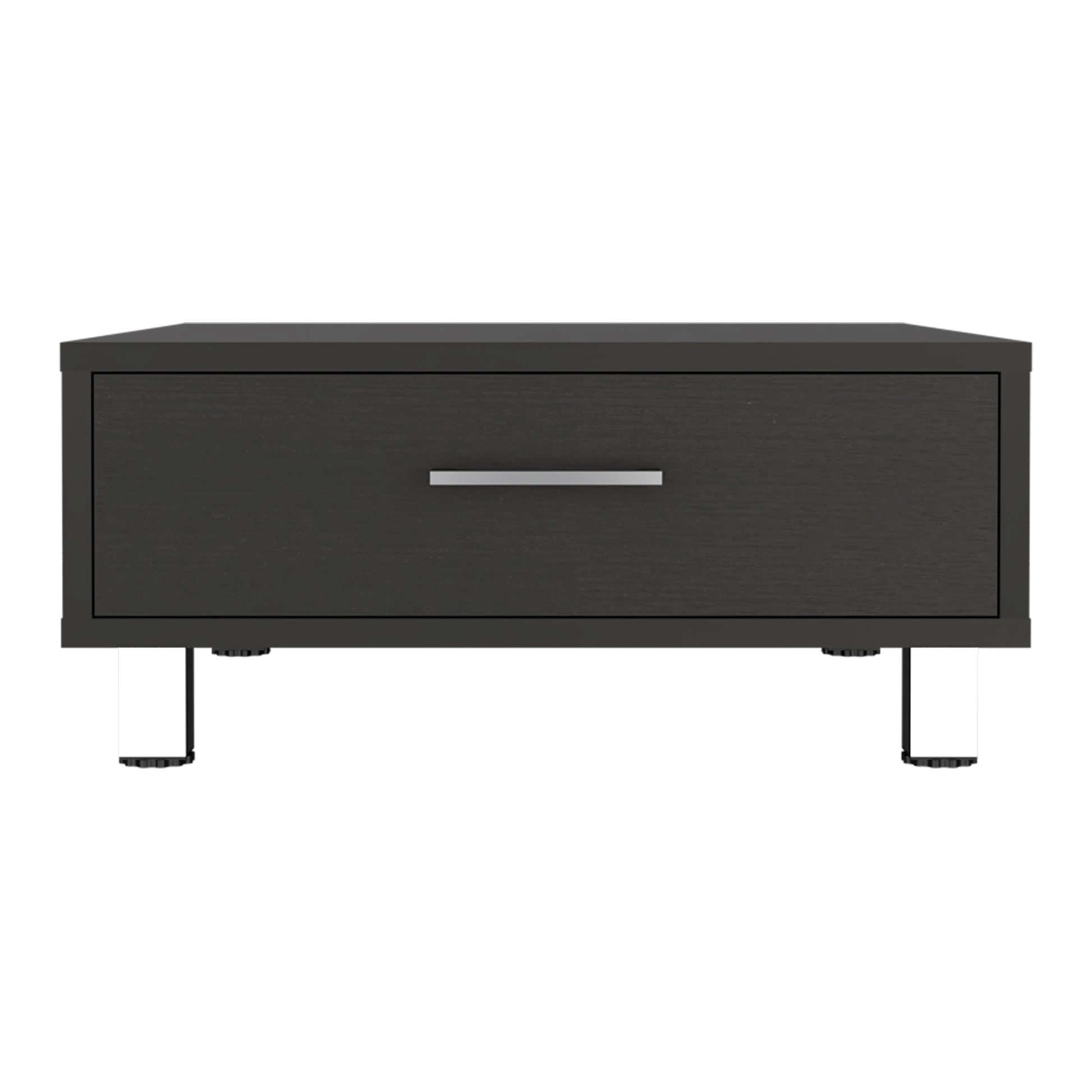 Myers Coffee Table, Four Legs, One Drawer Black Mdf Engineered Wood