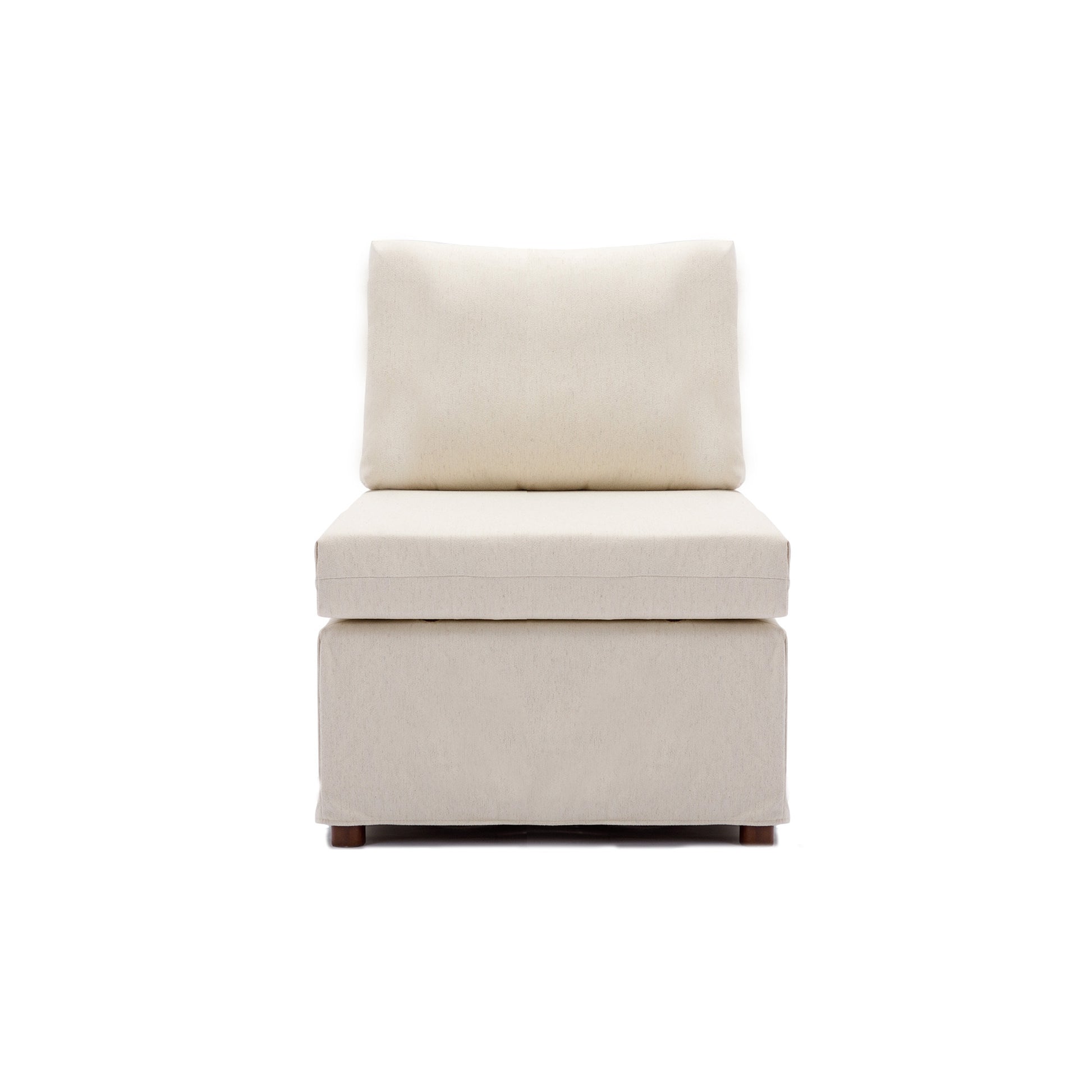 Modern Fabric Linen Middle Module For Modular Sofa Sectional Sofa Couch Accent Armless Chair, Cushion Covers Removable And Washable,Cream Cream Linen Wood Primary Living Space Medium Soft Cushion Back Modern Rubberwood Armless Foam Linen 1 Seat