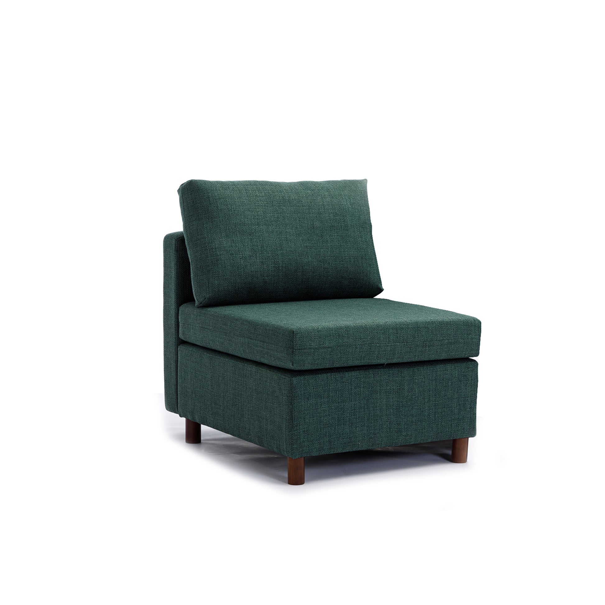 Single Seat Module Sofa Sectional Couch With Armrest With 1 Ottoman,Cushion Covers Non Removable And Non Washable,Green Green Wood Primary Living Space Soft Modern Rubberwood Foam Linen 1 Seat