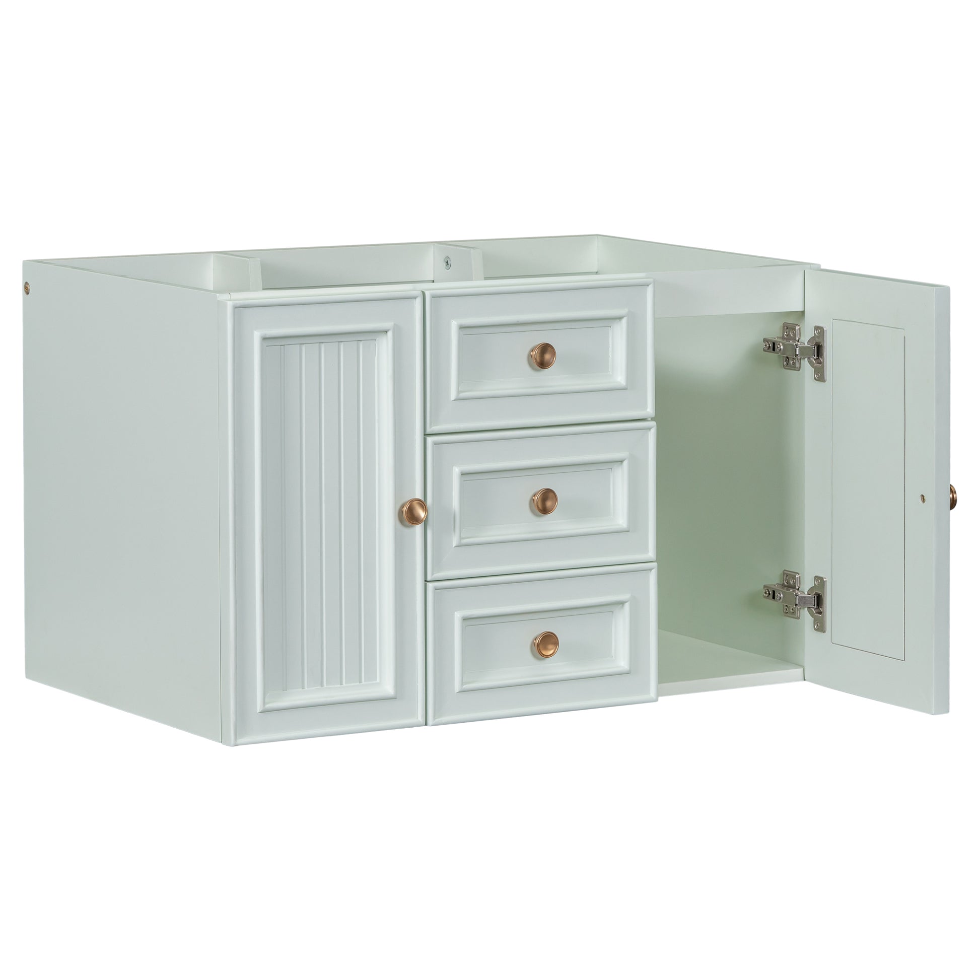 30" Wall Mounted Bathroom Vanity Without Sink, Cabinet Base Only, Functional Drawer, Green Green Solid Wood Mdf