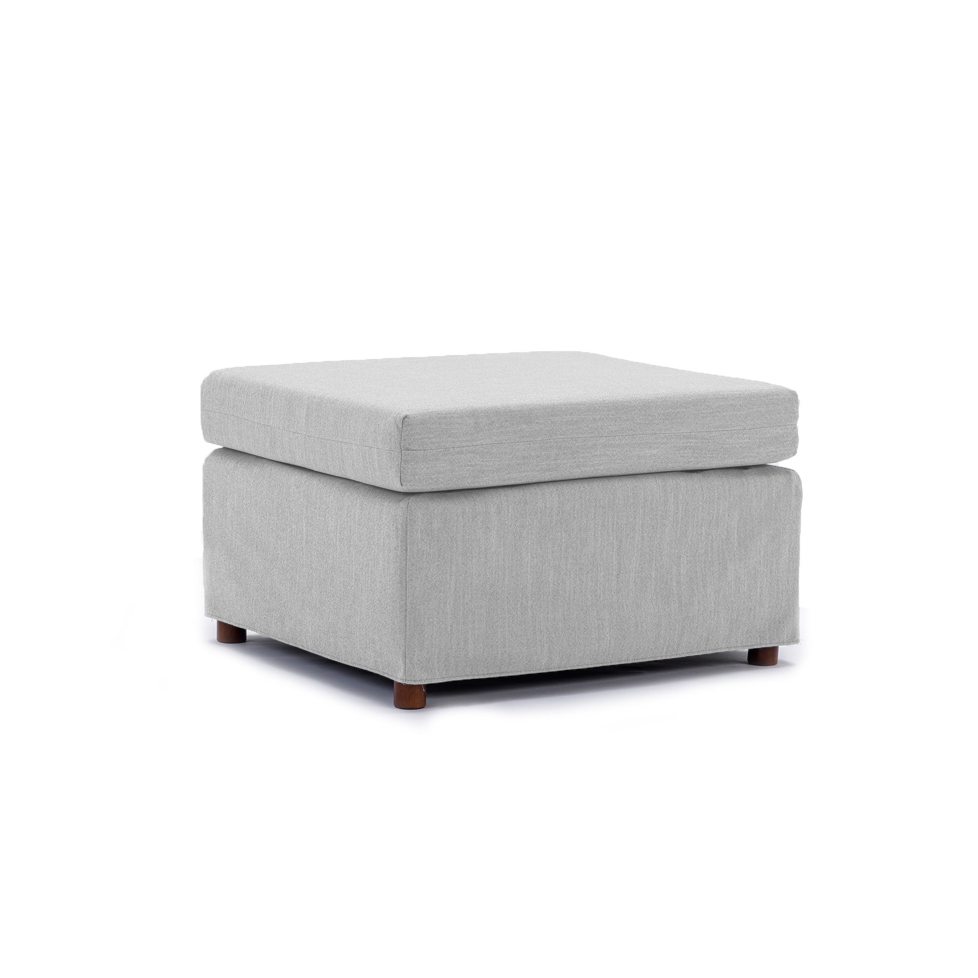 Single Movable Ottoman For Modular Sectional Sofa Couch Without Storage Function, Cushion Covers Removable And Washable,Light Grey Light Grey Wood Primary Living Space Soft Modern Rubberwood Wood Square Armless Foam Linen