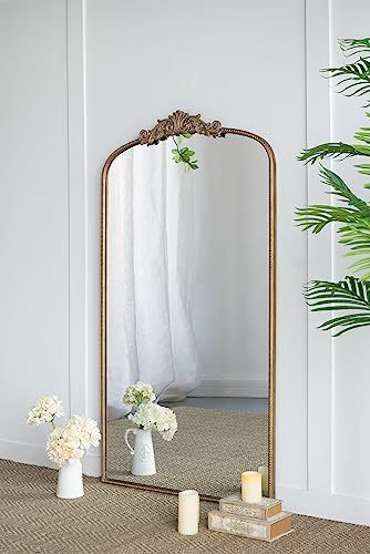 66" X 36" Full Length Mirror, Arched Mirror Hanging Or Leaning Against Wall, Large Gold Mirror For Living Room Gold Mdf Glass