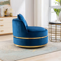 360 Degree Swivel Accent Chair Velvet Modern Upholstered Barrel Chair Over Sized Soft Chair With Seat Cushion For Living Room, Bedroom, Office, Apartment, Blue Blue Foam Velvet