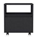 Austin Nightstandend Table, Side Table Casters, Single Drawer Black Wenge 1 Drawer Bedroom Rectangle Modern Shelf Particle Board Particle Board