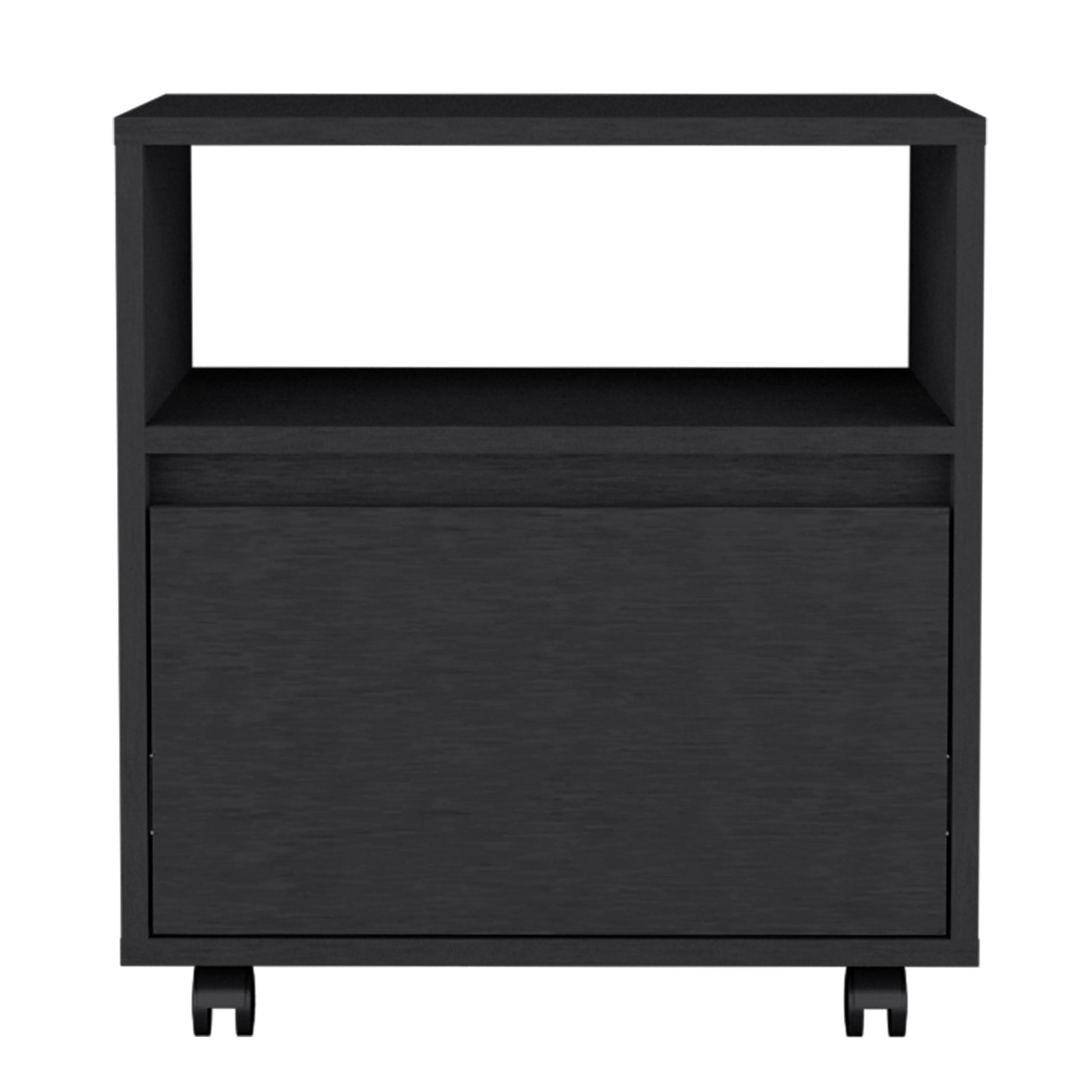 Austin Nightstandend Table, Side Table Casters, Single Drawer Black Wenge 1 Drawer Bedroom Rectangle Modern Shelf Particle Board Particle Board
