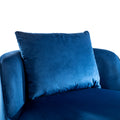 360 Degree Swivel Accent Chair Velvet Modern Upholstered Barrel Chair Over Sized Soft Chair With Seat Cushion For Living Room, Bedroom, Office, Apartment, Blue Blue Foam Velvet