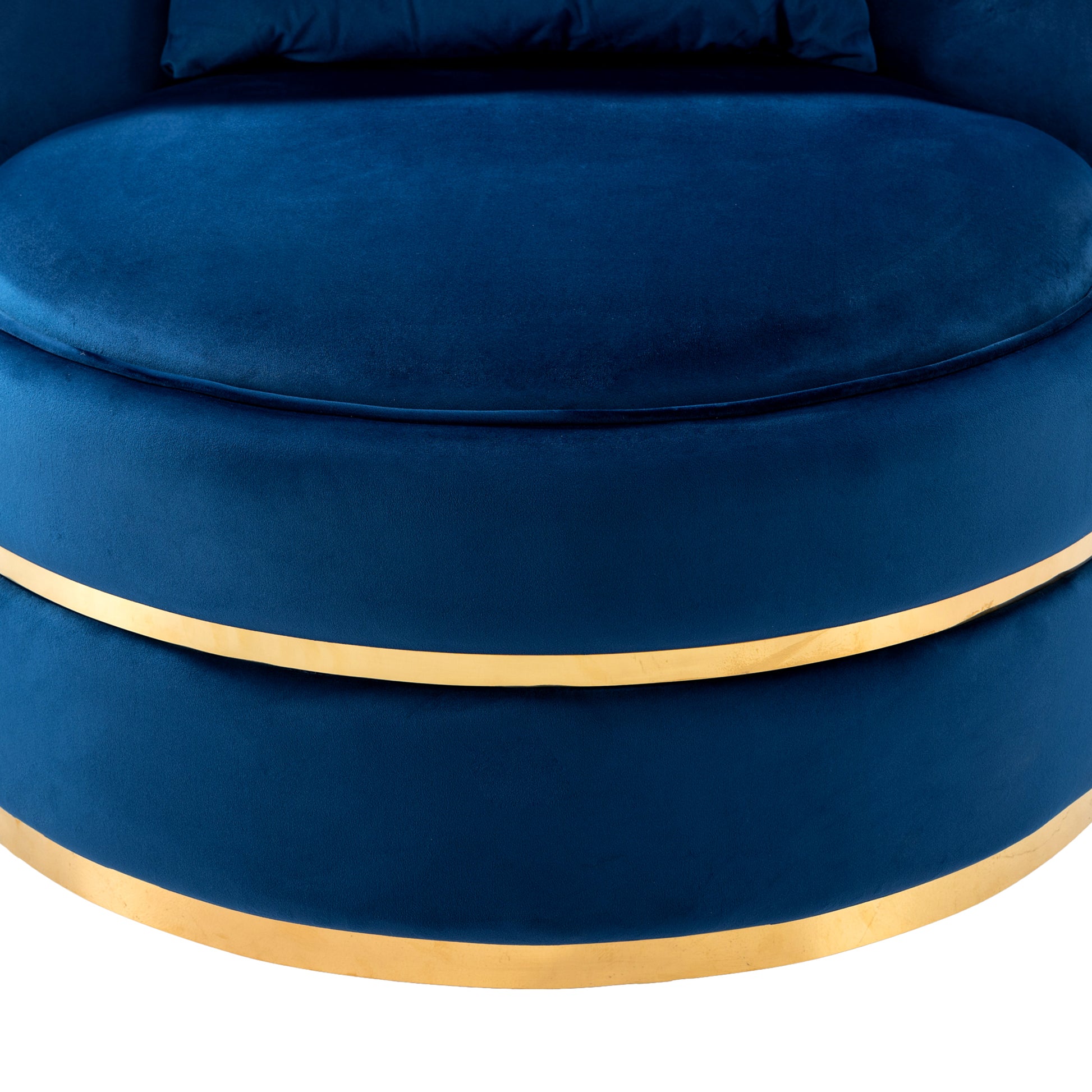 360 Degree Swivel Accent Chair Velvet Modern Upholstered Barrel Chair Over Sized Soft Chair With Seat Cushion For Living Room, Bedroom, Office, Apartment, Blue Blue Foam Velvet