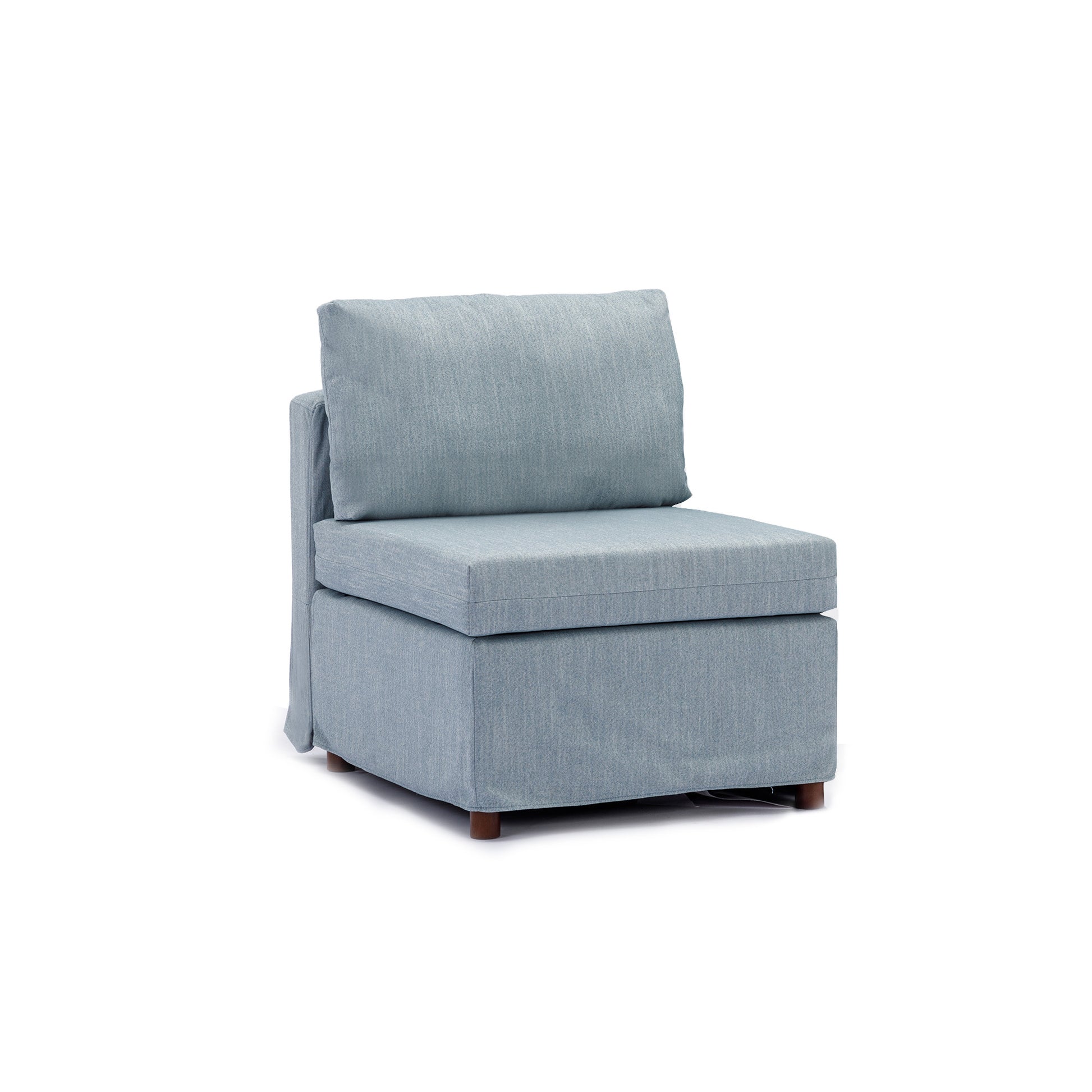 2 Seats Modern Fabric Linen Middle Module For Modular Sofa Sectional Sofa Couch Accent Armless Chair, Cushion Covers Removable And Washable,Light Blue Light Blue Wood Medium Soft Cushion Back Modern Rubberwood Armless Foam Linen 2 Seat