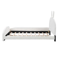 Full Size Upholstered Platform Bed With Cartoon Ears Shaped Headboard, White Box Spring Not Required Full White Wood Bedroom Bed Frame Polyester Upholstered