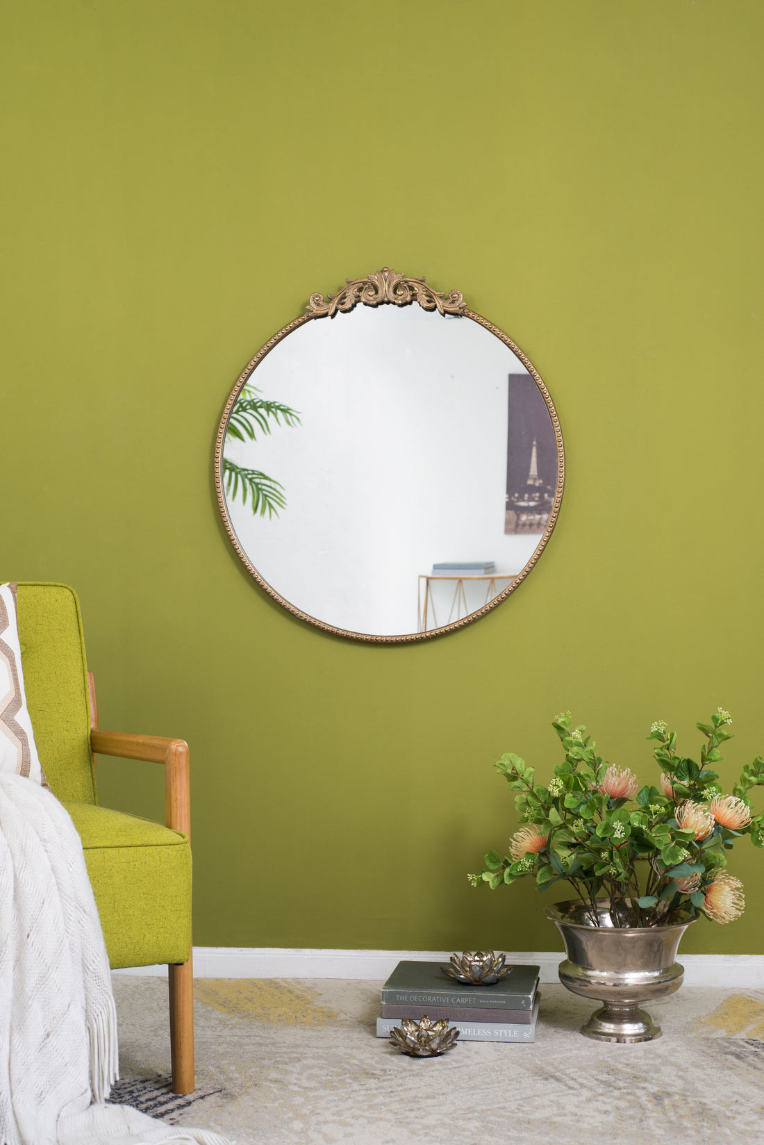 30" X 32" Round Gold Mirror, Wall Mounted Mirror With Metal Frame For Bathroom Living Room Gold Mdf Glass