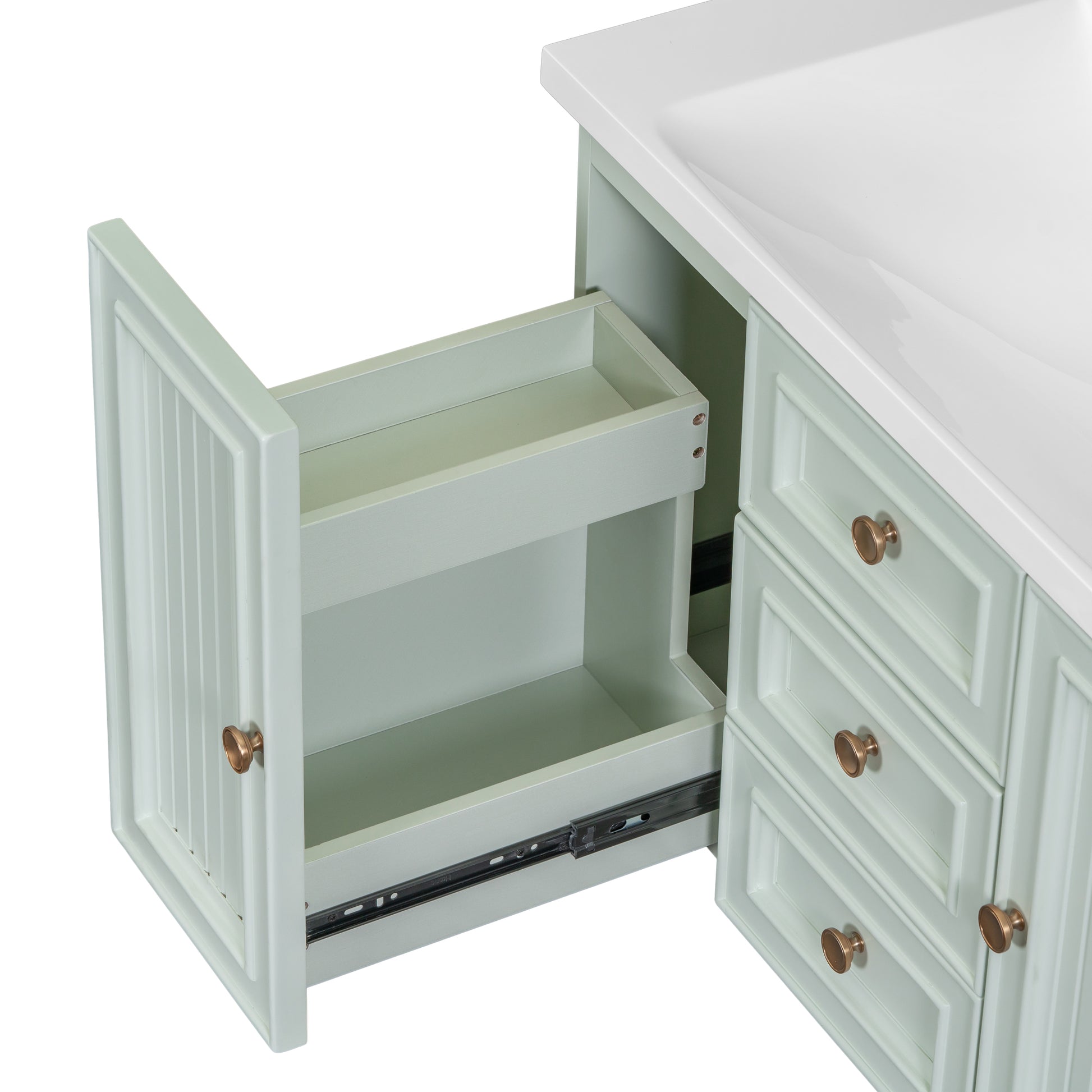 30" Wall Mounted Bathroom Vanity Without Sink, Cabinet Base Only, Functional Drawer, Green Green Solid Wood Mdf