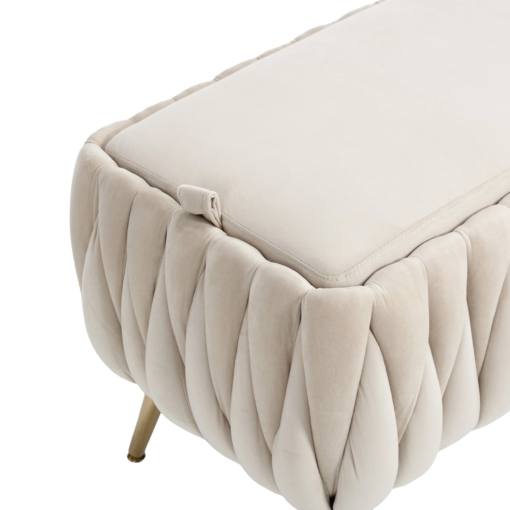 Coolmore Storage Ottoman,Bedroom End Bench,Upholstered Fabric Storage Ottoman With Safety Hinge, Entryway Padded Footstool, Ottoman Bench For Living Room & Bedroom Beige Velvet