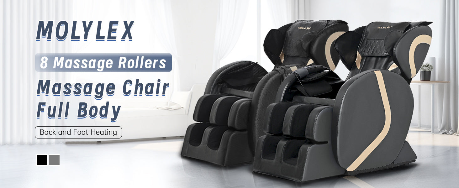 Massage Chair Recliner With Zero Gravity With Full Body Air Pressure Black Pu Leather