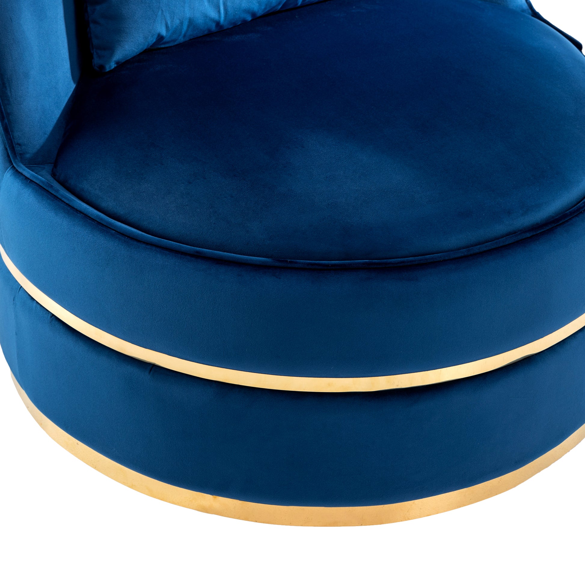 360 Degree Swivel Accent Chair Velvet Modern Upholstered Barrel Chair Over Sized Soft Chair With Seat Cushion For Living Room, Bedroom, Office, Apartment, Blue Blue Foam Velvet