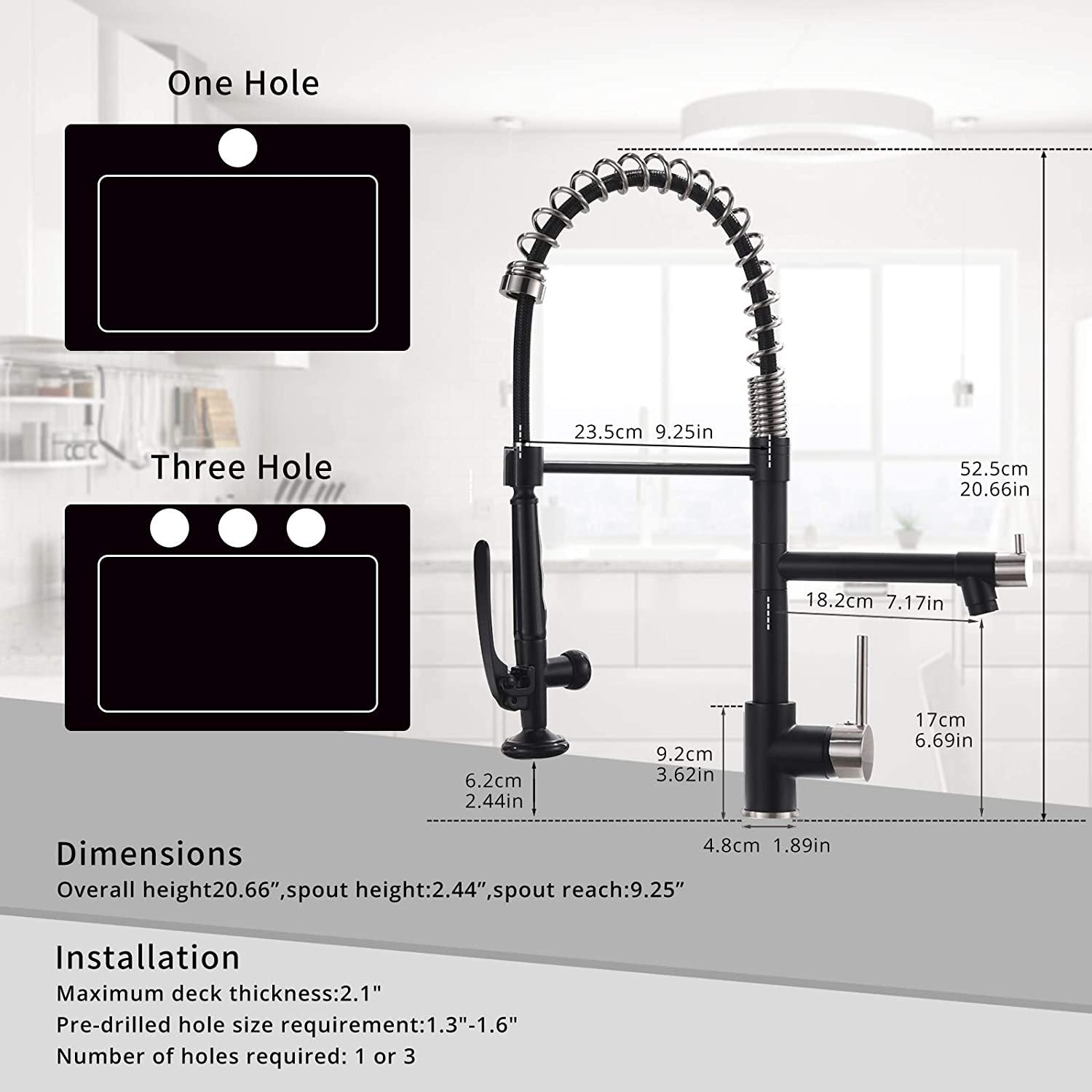 Commercial Kitchen Faucet Pull Down Sprayer Black And Nickel,Single Handle Kitchen Sink Faucet Black And Silver Kitchen Contemporary Ceramic Brass