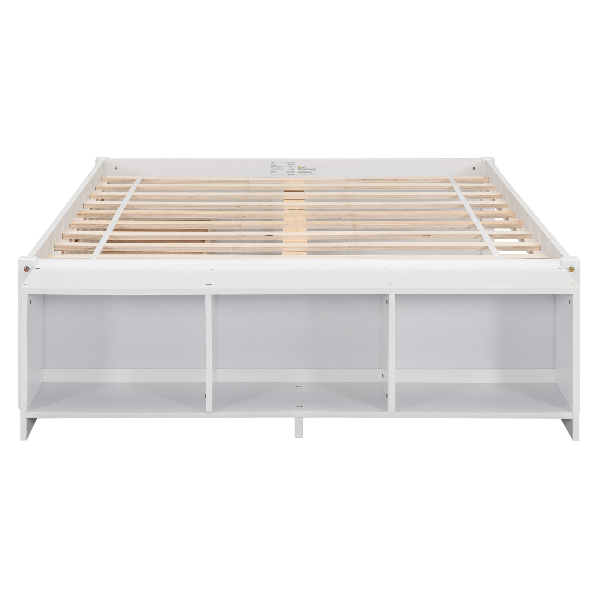 Full Size Bed With Storage Case, 2 Storage Drawers, Lengthwise Support Slat,White Full White Wood Bedroom American Design Pine Pine