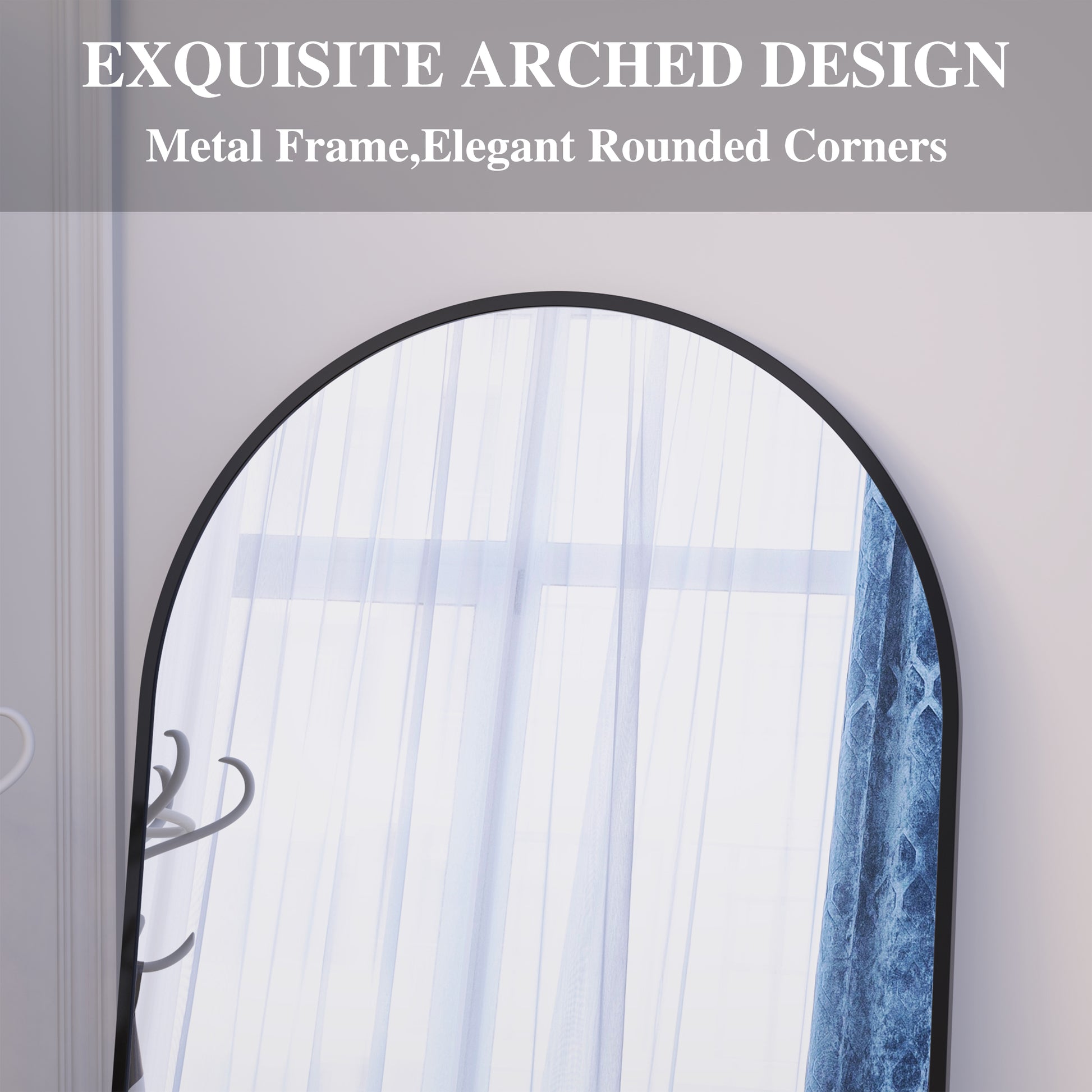 Arch Full Length Mirror 71" 32" Big Full Body Mirror For Bedroom Oversized Floor Mirror Large Standing Mirror Living Room Dressing Mirror Leaning Against Wall, Metal Frame, Black Black Metal