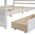 Wood Canopy Bed With Four Drawers ,Full Size Canopy Platform Bed With Support Slats .No Box Spring Needed, Brushed White White Solid Wood Mdf