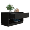 Hamilton Storage Bench, Two Open Shelves, Two Drawers Black Black Primary Living Space Modern Shelves Particle Board Particle Board